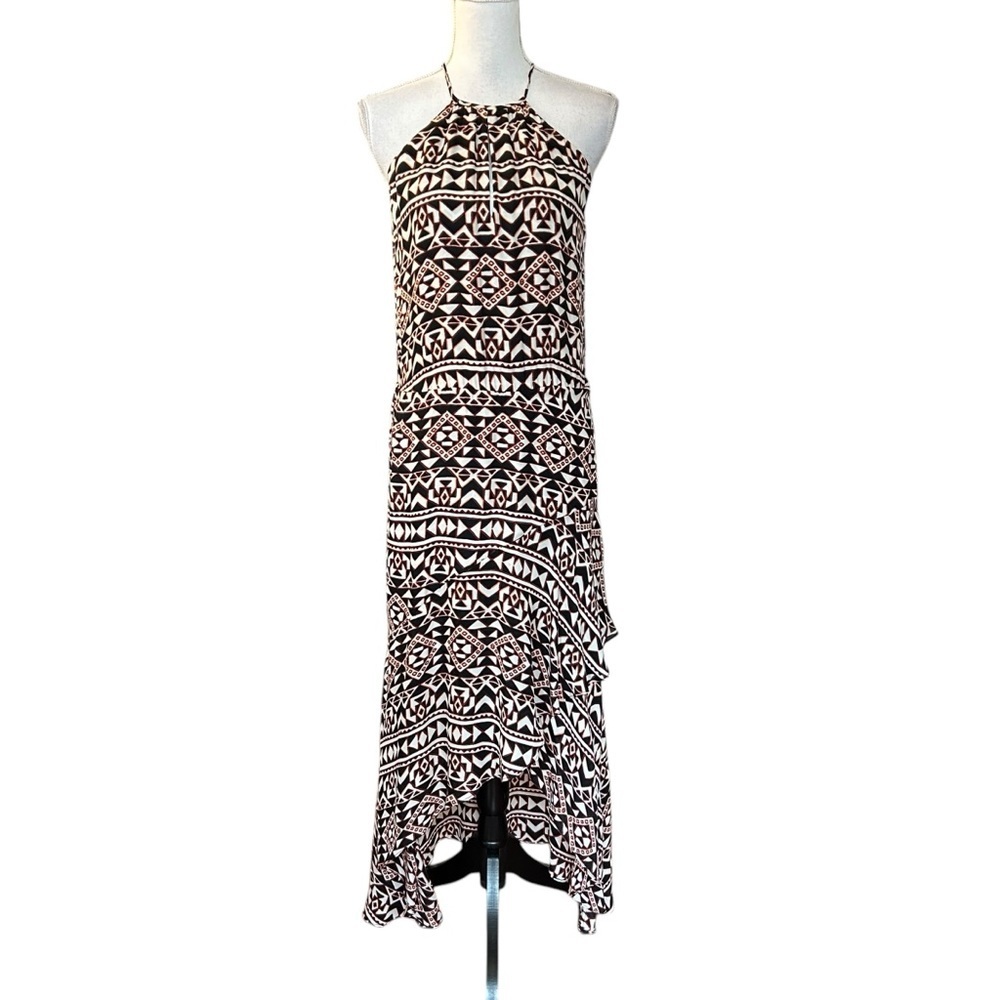 Parker Dottie Boho‎ Printed Halter Maxi Dress Women’s SZ XS in White Black